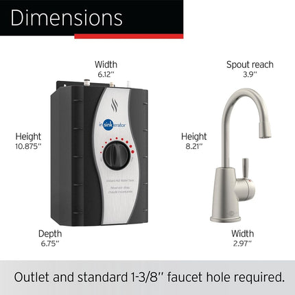 InSinkErator H250SN-SS HOT250 (Instant Hot Water Dispenser, Satin Nickel