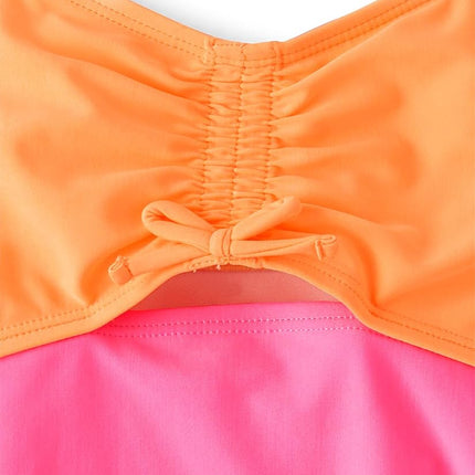 Maillot de bain une pièce pour filles The Children's Place, motif pivoine fluo, taille L