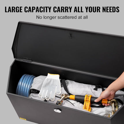 VEVOR Steel Trailer Tongue Box, 36"x12"x12" Heavy Duty Storage With Lock and Keys, Utility Tool Chest for Pickup Truck Bed, RV