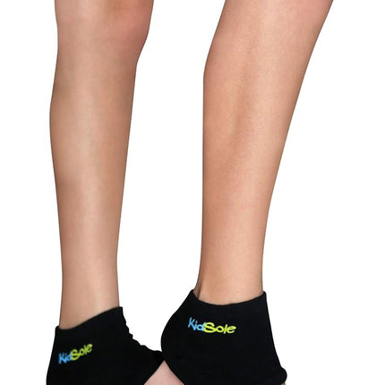 Sangle de talon en gel KidSole pour enfants souffrant de sensibilité du talon due à la maladie de Sever ou à la fasciite plantaire. (Noir) (Tailles adolescent 6-8, Noir)