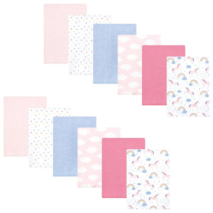 Hudson Baby Paquete de paños de algodón de franela para bebé, Unicornios y Arcoíris, Talla única