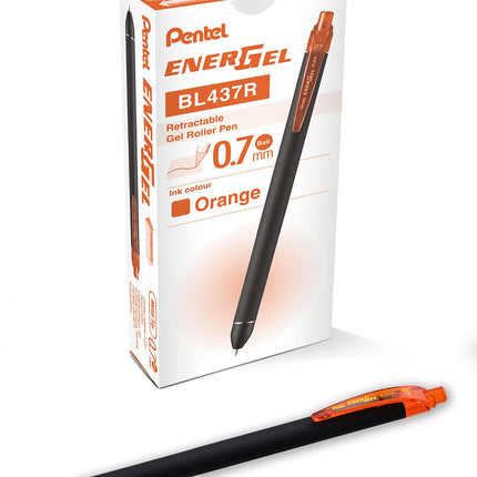 Pentel EnerGel Noir 0.7mm Orange - Pack of 12