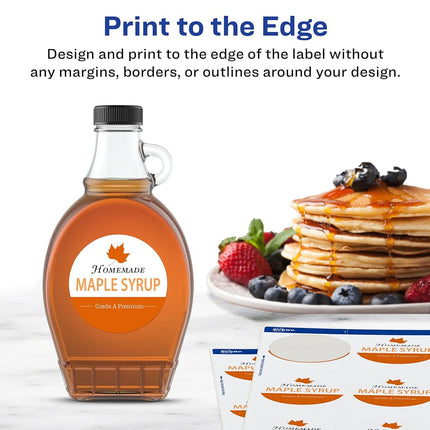 Avery Matte White Round Labels with Sure Feed, 1-2/3" Diameter, 5,000 Matte White Printable Labels