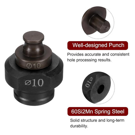 HARFINGTON Hydraulic Hole Punch Die 10mm Precise Round Hole Electric Punching Kit for MHP-20 JP-20 Machine, Burgundy & Black