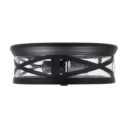 Sylvania 60063 Wellesly Seed Drum Light Vintage Fixture, LED, Flush Mount, Dimmable Bulb Included, Antique Black