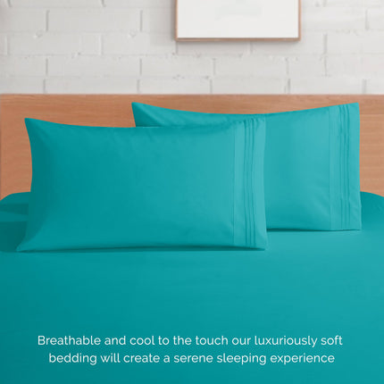 Elegant Comfort 4-Piece Bed Sheet Set - Luxury Bedding 1500 Premium Hotel Quality Microfiber, All Around Elastic 18-24 Inches Deep Fitted Sheet- Extra Deep Pocket Sheets, King, Teal