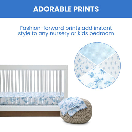 Delta Children 100% Cotton Muslin Baby Receiving Blankets for Girls and Boys � 47x47 Inches (Pack of 4), Blue Botanicals