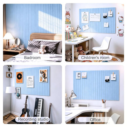 0.47”Thick Slat Felt Bulletin Board Wall Tiles Pin Board 36x24 (F-LBlue)
