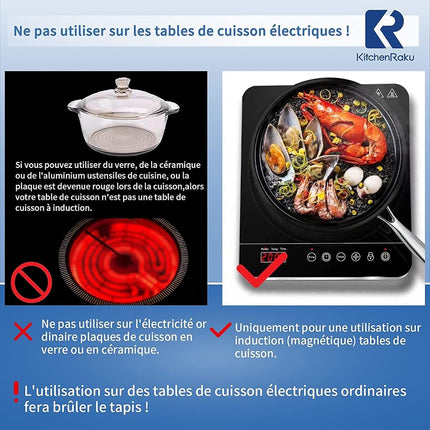 KitchenRaku 2 Pcs Induction Cooktop Mat, (magnetic) Induction Cooktop Protector For Induction Stove, Round Stove Top Cover Induction Silicone Mat, Usable as Microwave Mats (9.4", White)