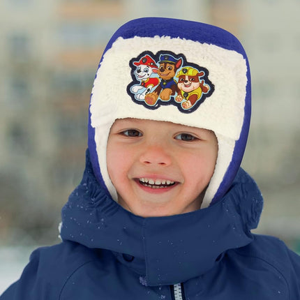 Ensemble bonnet et moufles d'hiver Nickelodeon pour garçons, Pat' Patrouille avec Marshall, Chase et Rubble, pour enfants de 2 à 4 ans, bleu/blanc avec doublure polaire, âge 2-4 ans
