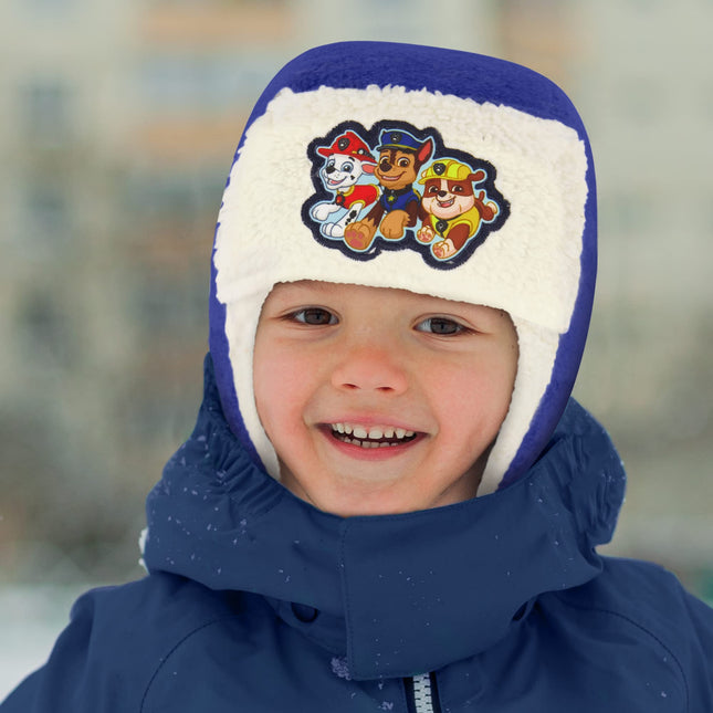 Nickelodeon Boys Winter Hat Set, Paw Patrol's Marshall, Chase and Rubble Toddler Beanie and Mittens for Kids Age 2-4, Blue/White With Fleece, Age 2-4