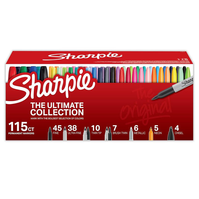 Sharpie Permanent Markers Ultimate Collection, Assorted Tips and Colors, 115 Count