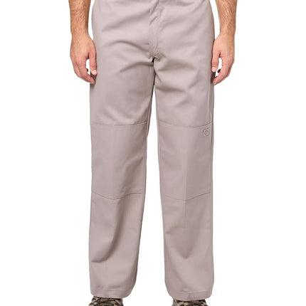 Dickies Men's Loose Fit Double Knee Work Pants – Durable Twill Utility Trousers for Construction & Warehouse, Silver, 34W x 34L