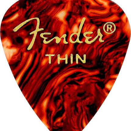 Fender 451 Shape Classic Celluloid Picks (12 Pack) for electric guitar, acoustic guitar, mandolin, and bass, 451 - Thin, Multicolor (Tortoise Shell)