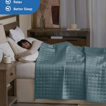 YnM King Size Cooling Weighted Blanket for Adults (88x104 Inches, 25 Pounds, Sea Grass), Perfect for Hot Sleepers with Cooling Rayon/Glass Beads, Heavy Bed Blanket for Couple on Queen or King Bed