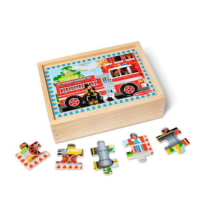 Melissa & Doug Wooden Jigsaw Puzzles in a Box 2-Pack for Preschool Boys and Girls � Pets, Vehicles