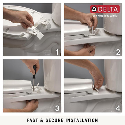 Delta Faucet Morgan Round Front Slow-Close White Toilet Seat with Non-Slip Seat Bumpers, White 801903-WH