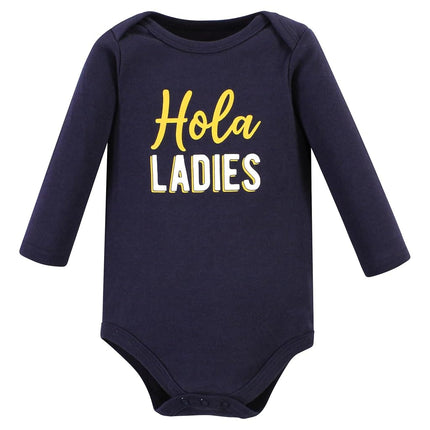 Hudson Baby Unisex Baby Cotton Long-Sleeve Bodysuits, Hola Ladies 5-Pack, 9-12 Months, Hola Ladies 5-pack, 9-12 Months
