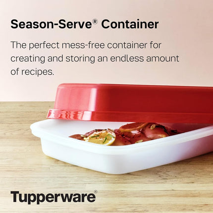 TUPPERWARE Brand Season-Serve Marinade & Food Storage Container with Lid - Dishwasher Safe & BPA Free - Large Size with Grid Design for Seasoning Meats, Fish & Vegetables