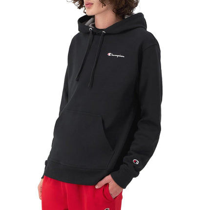 Champion Men's Powerblend Fleece Comfortable Hoodie Sweatshirt, Black Small Script, S