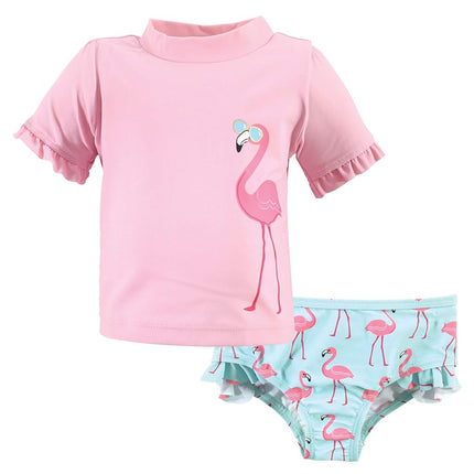 Ensemble de maillots de bain anti-UV Hudson Baby unisexe pour bébé, flamant rose, 3-6 mois