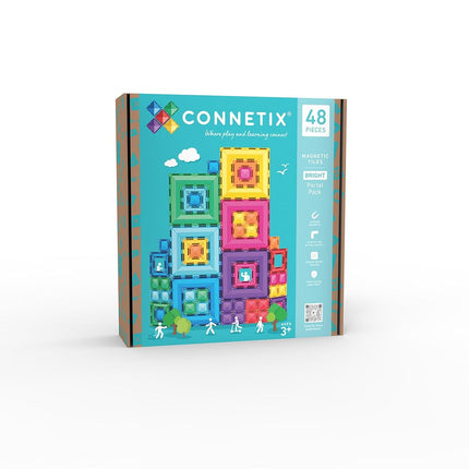 CONNETIX Magnetic Tiles Bright Portal Pack, 48 Pie