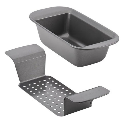 Rachael Ray Bakeware Meatloaf/Nonstick Baking Loaf Pan with Insert, 9 Inch x 5 Inch, Gray
