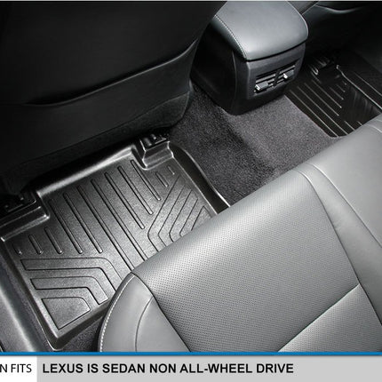 MAXFLOORMAT Floor Mats and MAXTRAY Cargo Liner for Lexus IS Sedan (2014-2017) (Non All-Wheel Drive) Complete Set (Black)