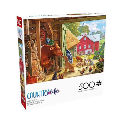 Buffalo Games - Country Life - Farm Scenic - 500 Piece Jigsaw Puzzle for Adults - Challenging Puzzle Perfect for Game Nights - Finished Size is 21.25 x 15.00