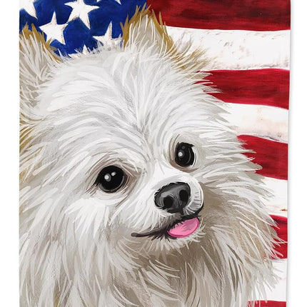 Caroline's Treasures CK6581CHF Japanese Spitz American Flag Flag Canvas House Size, Large, multicolor