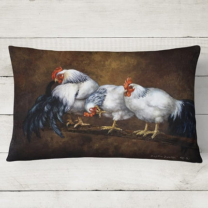 Caroline's Treasures BDBA0081PW1216 Roosting Rooster and Chickens Fabric Decorative Pillow, 12H x16W, multicolor