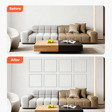 VEVOR Wall Molding 12 Pack, 51 x 51 cm Wainscoting Panels Kit, Lightweight Paintable Polystyrene, Easy to Install, Waterproof Accent Wall Trim for Interior Décor Living Room, Bedroom, Home, White