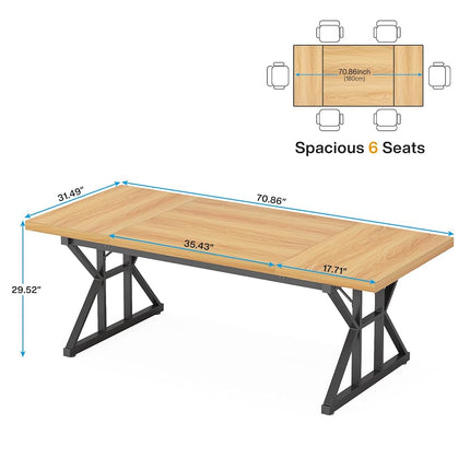 Tribesigns 180 cm Executive Desk, Large Computer Desk Workstation, Modern Simple Style Office Desk Study Writing Table, Business Working Desk for Home Office (Brown/White, Desk 80cm Depth)