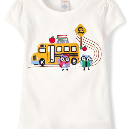 Gymboree Girls' and Toddler Embroidered Graphic Short Sleeve T-Shirts, BTS Bus, 6