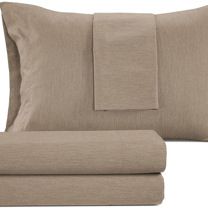 IZOD - Melange Performance Cotton Sheet Set, Durable & Long Lasting Fabric, Deep Pocket Sheets (300 TC, King/Khaki)