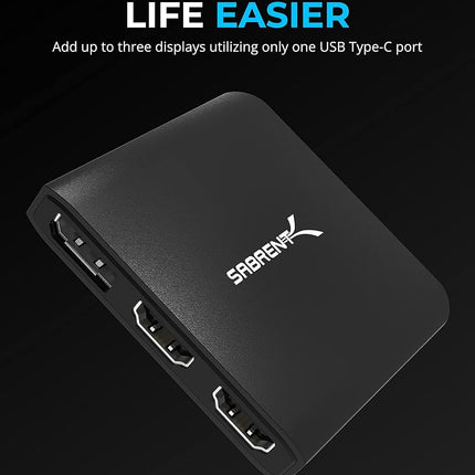 SABRENT USB C to HDMI Adapter with Dual HDMI & DisplayPort, 8K/4K Multi-Display Hub for MacBook, iPad Pro, XPS, Thunderbolt 3/4 Compatible (DA-H2D1)