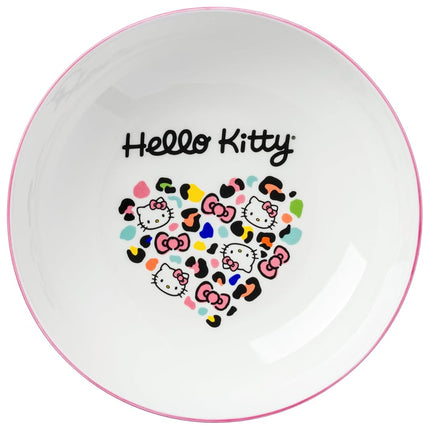 Silver Buffalo Hello Kitty Leopard Heart Pattern 9" Coupe Ceramic Dinner Bowl