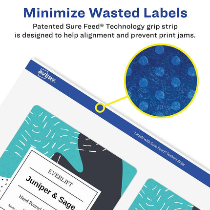 Avery Matte White Removable Rectangle Labels with Sure Feed Technology, Print-to-The-Edge, 4" x 3", 200 Removable Labels, Laser/Inkjet Printable Labels