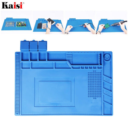 Kaisi Heat Insulation Silicone Repair Mat with Scale Ruler and Screw Position for Soldering Iron, Phone and Computer Repair Size:17.7 x 11.8 Inches