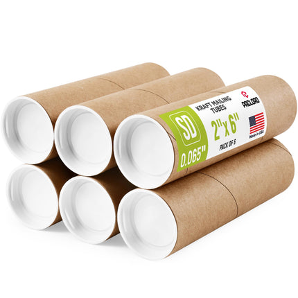 2" x 6" Reinforced Kraft Paper Mailing Tubes, Pack