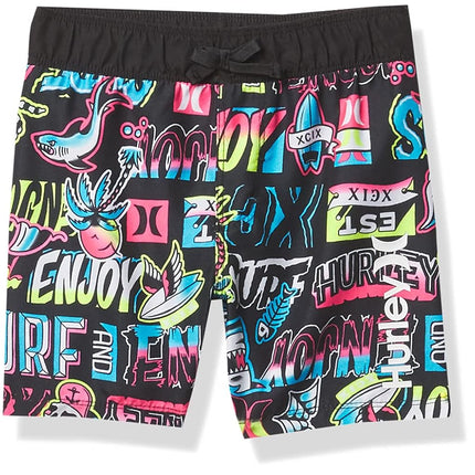 Hurley Boys' Printed Pull on Swim Trunks, Multi/Sticker, 2T