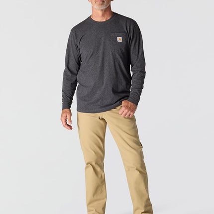 Carhartt Men's Big Tall Workwear Pocket Jersey K126 Long Sleeve T Shirt, Carbon Heather, 3XL UK