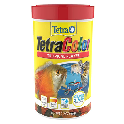 Tetra Tropical Color Flakes, Fish Food With Natural Colour Enhancer For Top & Mid Feeders, 62g, Complete Diet Enhanced With Vitamin C & Carotenoids, Clear Water Formula - Does Not Leach Colour