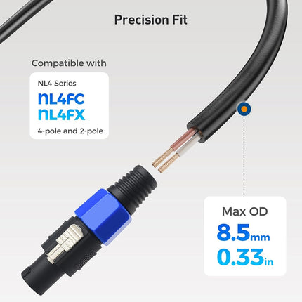 Cable Matters 4-Pack, 4-Pole Speaker Cable Connector - Max OD 8.5mm/0.33 inches, Compatible with Neutrik Speakon Connector NL4FC, NL4FX, NL4 Series