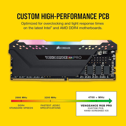CORSAIR VENGEANCE RGB PRO DDR4 RAM 32GB (2x16GB) Up to 3200MHz CL16 Intel XMP AMD EXPO Computer Memory – Black (CMW32GX4M2E3200C16)