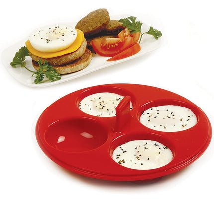 Norpro 9900 Silicone 4 Egg Poacher, Red