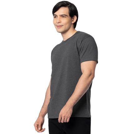 Camisetas de algodón Eversoft para hombre Fruit of the Loom (tallas regulares y grandes y altas), cuello redondo, paquete de 2, negro jaspeado, talla M