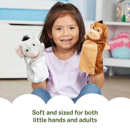 Melissa & Doug Safari Buddies Hand Puppets, Set of 6 (Elephant, Tiger, Parrot, Giraffe, Monkey, Zebra) Soft, Plush Animal Hand Puppets For Toddlers And Kids Ages 2+