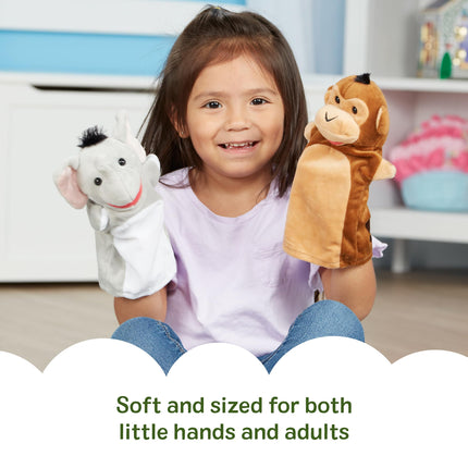 Melissa & Doug Safari Buddies Hand Puppets, Set of 6 (Elephant, Tiger, Parrot, Giraffe, Monkey, Zebra) Soft, Plush Animal Hand Puppets For Toddlers And Kids Ages 2+