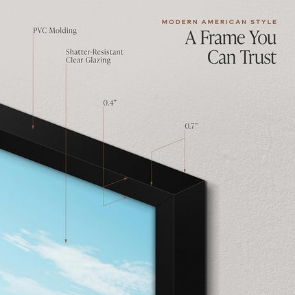 Americanflat 14x16 Picture Frame with Polished Plexiglass - Streamline Collection - Thin Border Picture Frame for Wall Display - Hanging Hardware Included - Black